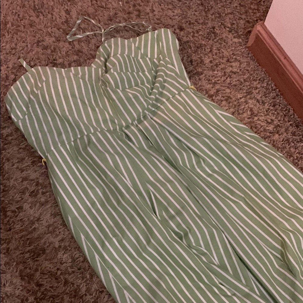 Green striped dress